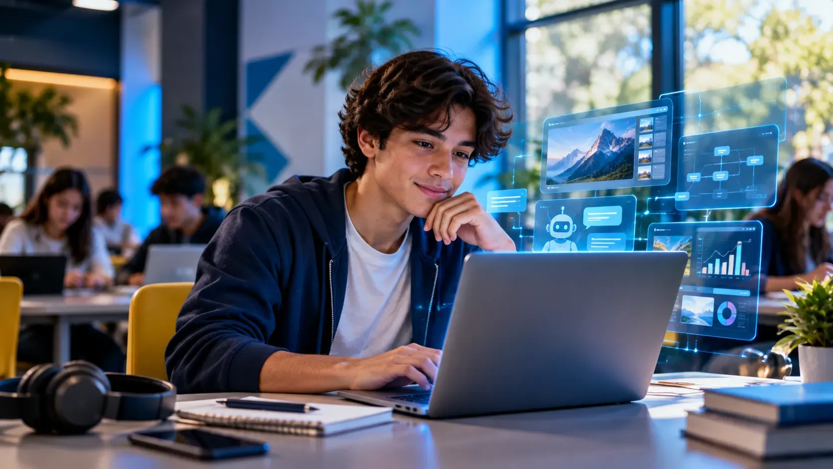 Jóvenes aprendiendo y desarrollando proyectos con inteligencia artificial